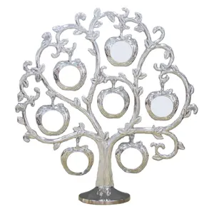 Yeni stil özel Metal noel fotoğraf çerçevesi süblimasyon boş aile ağacı fotoğraf çerçevesi Metal ağacı