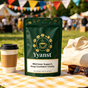 Café Instantáneo Orgánico en Polvo con Mezcla de Raíces de Plantas, 10 Sobres Individuales Desechables de 10g, Bolsa Reutilizable Verde Oscuro con Impresión Personalizada - Product Image 6
