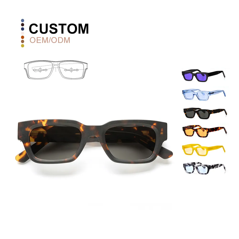 Acetat-Sonnenbrille 2024 Premium UV400 Nylon-Linse durchsichtig quadratisch Luxus personalisiert individuelles Logo Acetat-Sonnenbrille Herren