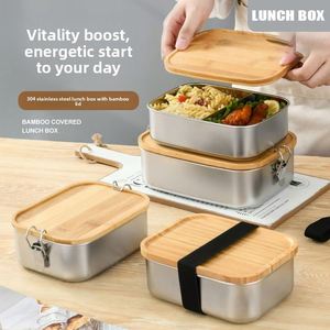 Custom logo <b>Work</b> Travel Eco-Friendly Meal Storage Food Container Leak-Proof Bamboo Lid Premium Stainless Steel Bento <b>Lunch</b> <b>Box</b> - Product Image 4