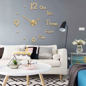 Creative 3D Frameless <b>Wall</b> Clock DIY Acrylic Digital Clock English Number <b>Wall</b> Sticker for Living Room Bedroom Office Decoration - Product Image 4