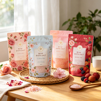Sachet en plastique mat personnalisé imprimé pour sels de bain, exfoliant corporel, avec fermeture éclair, pochette verticale refermable