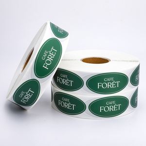 Cafe Foret Oval Self Adhesive <b>Vinyl</b> Labels Roll Recyclable Waterproof Heat-Resistant for Beverage Packaging - Product Image 3