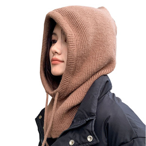 <span class=keywords><strong>Cagoule</strong></span> d'hiver <span class=keywords><strong>tricot</strong></span>ée pour <span class=keywords><strong>femme</strong></span> avec cache-oreilles, bonnet, masque et col cache-cou intégré, réglable - Product Image 4