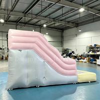 Toboggan aquatique gonflable de luxe 4 pistes arc-en-ciel pastel, personnalisé, commercial, en PVC, pour location événementielle et fêtes
