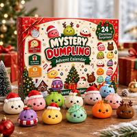 Calendrier de l'Avent Squishy en forme de Ravioli, Boîte Mystère de Noël, 24 Jours, Jouet à Presser en TPR, Boîte Cadeau DIY