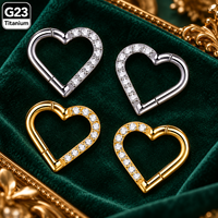 Vente en gros Bijoux de piercing en Titane ASTM F136 : Anneau de nez, Boucle d'oreille Daith Cœur, Anneau segmenté articulé pour Cartilage, Tragus, Hélix, avec Zircon