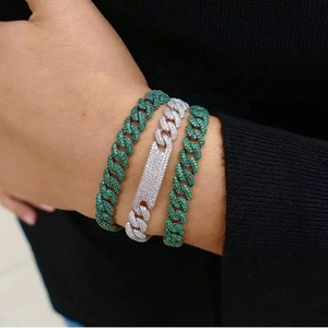 <span class=keywords><strong>Bracelet</strong></span> chaîne cubaine Miami en zircon cubique <span class=keywords><strong>rouge</strong></span>, bleu, vert, coloré, pour femmes, bijoux - Product Image 1