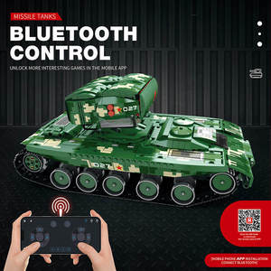 Reobrix 55027 1449Pcs 1:8 RC Missile <strong>Tank</strong> Building Kit with 2.4GHz RC, Bluetooth App Control &amp; LED Lights, Military Armor Model - Product Image 4