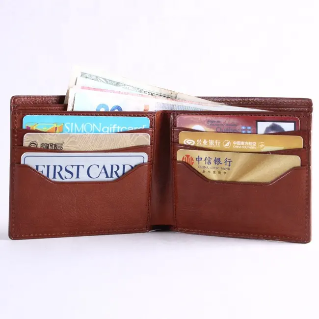Klasik tasarım Bifold erkek cüzdan l deri rengi, tahıl ihtiyaçlarınıza göre değiştirilebilir