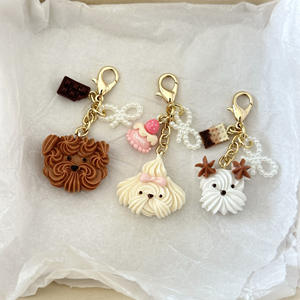 Llavero Personalizado CHENXI con Diseño de Cachorro, Borla y Colgante de Galletas, Anillo de Llavero Personalizado para Niñas - Product Image 1