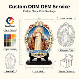 Placa de Resina Personalizada del <span class=keywords><strong>Papa</strong></span> San Juan Pablo II, Grabado en 3D con Impresión UV, Escudo Papal del Vaticano, Regalo Religioso Católico - Product Image 3