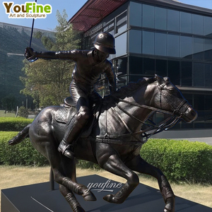 รูปปั้นทองสัมฤทธิ์สำหรับผู้เล่นโปโลงานศิลปะธีมกีฬาขี่ม้าสไตล์คลับเฮาส์หรือรีสอร์ทสุดหรู - Product Image 2