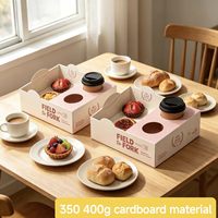 Plateau de transport combiné en carton personnalisé à prix d'usine, support en papier imprimé pour tasses à café, tartes, croissants et emballages de produits de boulangerie