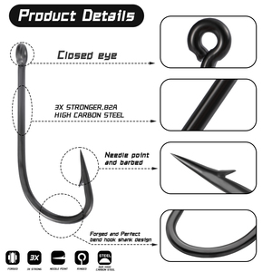 Anzuelos de Pesca KONA 3X Strong de Acero con Alto Contenido de Carbono, Anticorrosión, Vástago Recto y Curvatura Resistente para Pesca de Carpa con Mosca - Product Image 2