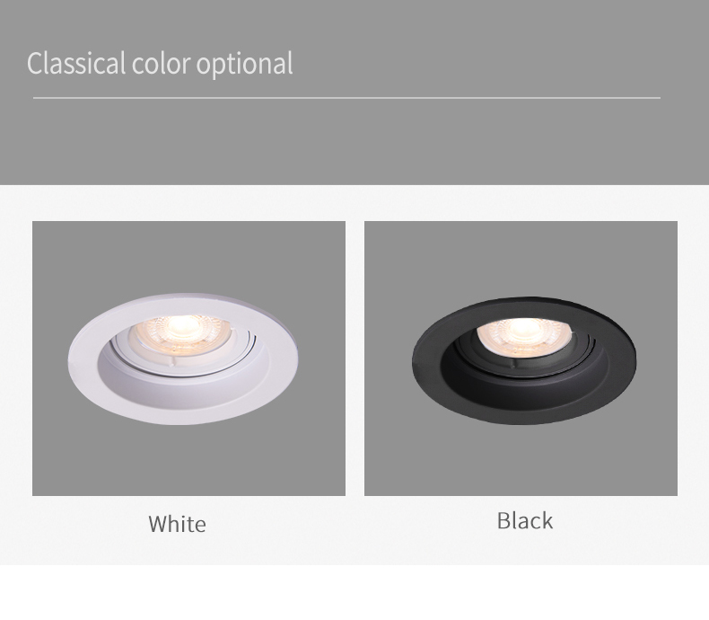 Apartment Recessed Cob Downlight GU5.3 Round Black Adjustable LED Down Light