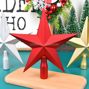 Adornos Colgantes de Estrella de Cinco Puntas de PVC para la Punta del Árbol de Navidad, Electrochapados en Oro, Plata y Rojo, para el Hogar, Venta al por Mayor, para Exteriores - Product Image 1