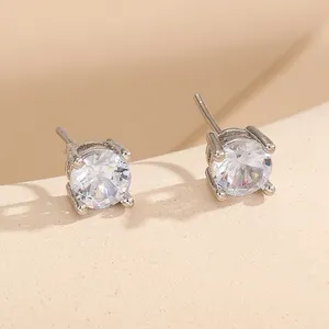Classic Style Stud Earrings Trendy Minimalist Atmosphere Radiate Zircon Earrings Silver Plated Fashion Jewelry Earring Gift
