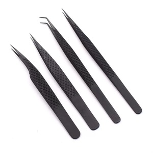 Pinzas para pestañas de volumen con punta de fibra, pinzas de acero inoxidable para injerto de pestañas postizas, pinzas con punta dentada chapadas en oro para sujetar pestañas - Product Image 4