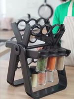 Ensemble de 18 bouteilles en verre pour assaisonnements, avec support rotatif pour épices et condiments, organisateur de cuisine