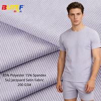 Tela de Punto Jacquard Satinado 5x2, 85% Poliéster, 15% Elastano, 170 GSM, Elástica en 4 Direcciones, Transpirable, para Ropa Deportiva, Yoga y Actividades para Niñas