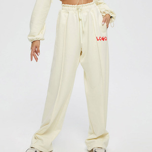 French Terry Plus Size Blank Sweatpants Lady Custom Logo High Quality Wholesale <strong>Straight</strong> Oversized OEM Wide <strong>Leg</strong> <strong>Jogger</strong> for <strong>Women</strong> - Product Image 1