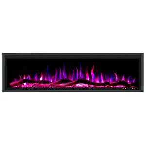 42 50 60 65 72 inches high quality indoor cheap wall mounted built in insert big long size electric fireplace with heater