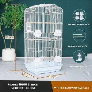 Grande cage à oiseaux en fer forgé pour perroquet noir, avec perchoir - Product Image 2