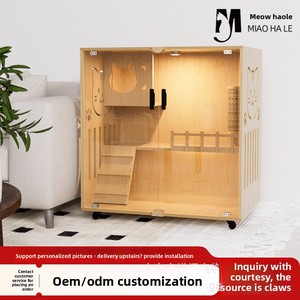 Massivholz-Katzenhaus für Innenbereiche, Universeller Haustierschrank mit Freiraum für Alle Jahreszeiten – Premium Katzenvilla - Product Image 5