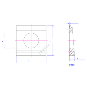 DIN434 rondelles carrées biseautées pour rondelles coniques carrées fendues en acier zingué M8 M10 M12 M16 M20 M22 M24 M27 - Product Image 6