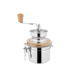 Molinillo de café manual de acero inoxidable con mango de madera y recipiente de almacenamiento para moler café fresco en casa o para viajar - Product Image 1
