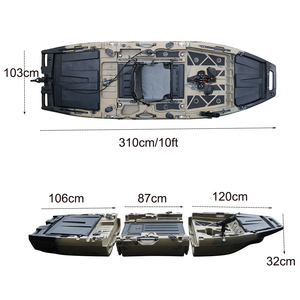 Kayak de pêche modulaire 3 pièces <span class=keywords><strong>en</strong></span> PE, 1 personne, large et stable, avec propulsion à pédales et accessoires - Product Image 3