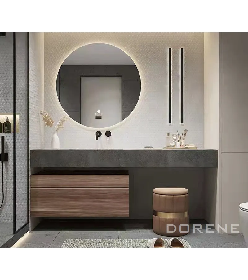 2023 Dorene Italian Designer Free Floating White Oak Canada Lavatory Cabinet Small Bathroom Vanity With Sink