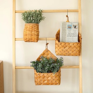 New Design Handmade Woven Storage Basket Home Decor <strong>Art</strong> Supplies Wooden Plant <strong>Wall</strong> Hanging Gift Baskets - Product Image 1