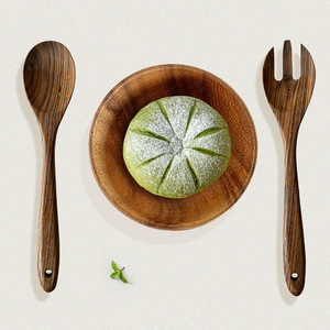 Sunshine Hemu Olive Wood Salad Set Two Piece Long Handled Spoon And Fork Eco Friendly Cooking Utensils - Product Image 2