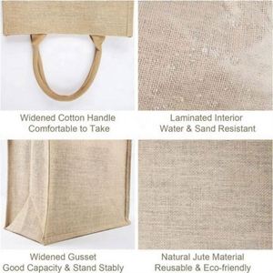 Hot Selling Custom Logo Jute Tote <b>Bag</b> with <b>Long</b> Handle Recyclable Waterproof Beach and Travel Groceries Letter Pattern - Product Image 3