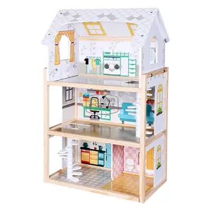Juegos para niños mini decorativo muñeca casa con mini muebles y familia de muñeca juguete casas para niños