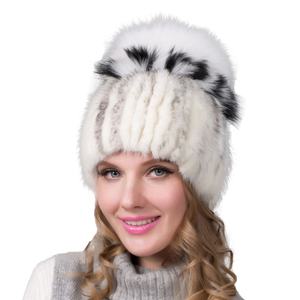Queue de vison fait à la main Patchwork chapeau de <span class=keywords><strong>fourrure</strong></span> de vison robuste chapeau de <span class=keywords><strong>fourrure</strong></span> chaud casquette d'hiver - Product Image 1