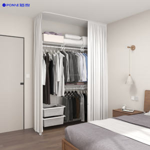 Haut de gamme personnalisable promenade dans le placard garde-robe fil étagère organisateur anti-poussière réglable plusieurs couleurs rideaux - Product Image 2