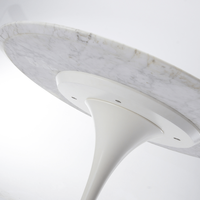 Vente en gros, Table de salle à manger moderne, ovale, en marbre et Aluminium blanc, tulipe, RT-335R