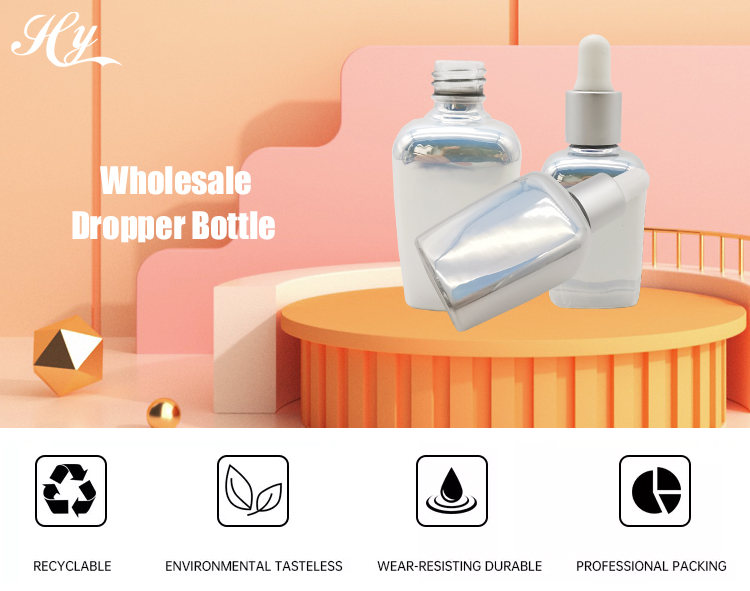 Electroplated Small Airtight Essential Oil Dropper Bottles Vials 15ml 20ml 30ml