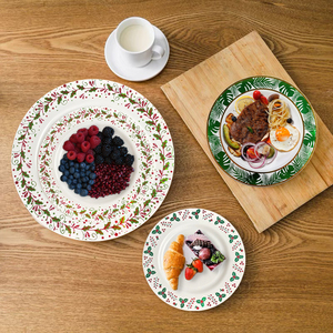 Platos de plástico de fiesta de diseño personalizado Plato de comida de plástico de Navidad elegante Juego de platos de cena - Product Image 3