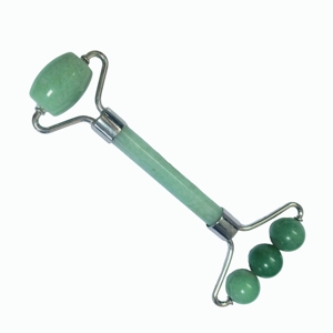 Premium Green Aventurine Jade Roller with Triple Round Beads Portable Face Roller <b>Massager</b> for Skin Tightening - Product Image 6