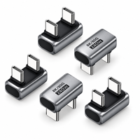 Adaptateur d'extension USB 4.0 USB-C mâle vers femelle, angle droit 90 degrés, en alliage d'aluminium, 80 Gbit/s, alimentation CC certifiée pour ordinateur portable