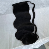 100g queue de cheval Extensions de cheveux avec clip vague de corps envelopper autour de prêle 100% Remy cheveux humains queue de cheval Extension pour les femmes