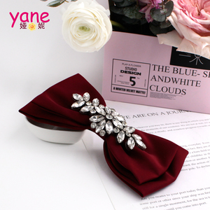 אופנה חדשה 17.5 ס "מ יפן סגנון קוריאני קטעי שיער שחור קשת קריסטל גודל גדול שיער סיכות מתכת סאטן חומר - Product Image 6