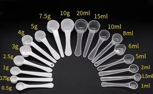 Cuillère doseuse en plastique personnalisée pour poudre protéinée 25 ml 25 cc 12 g 12,5 g, manche court ou long, fond plat ou rond - Product Image 4