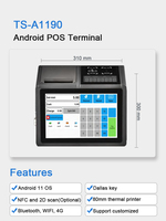 Imprimante de terminal de paiement android, point de vente thermique, support de tablette, caisse enregistreuse avec code qr, systèmes d'imprimante de point de vente