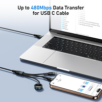 Câble USB C 3 en 2 pour chargeur Apple Watch 100W, câble de charge rapide USB C vers USB C pour iWatch Ultra, iPhone 16, Samsung S24