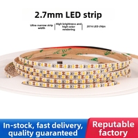 Bande lumineuse LED COB ultra-étroite 2,7 mm, CRI 90, 2016 SMD, 200 LED, DC 12V, flexible, autocollante, sous-meuble, 2700K, RoHS